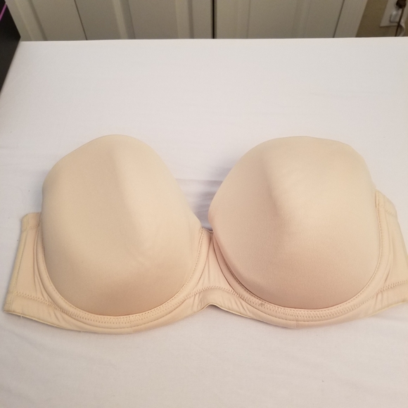 Wacoal Other - Wacoal Strapless Bra 38C Tan Satin Padded Underwire 854119